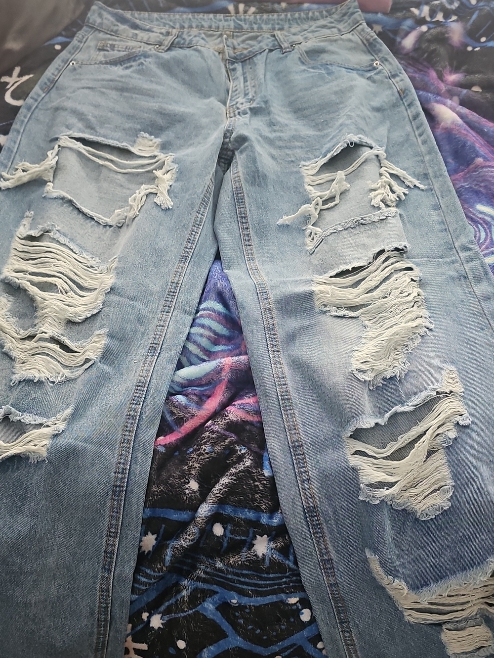 NWOT SHEIN Blue Denim Skinny Jeans with Distressed Detail